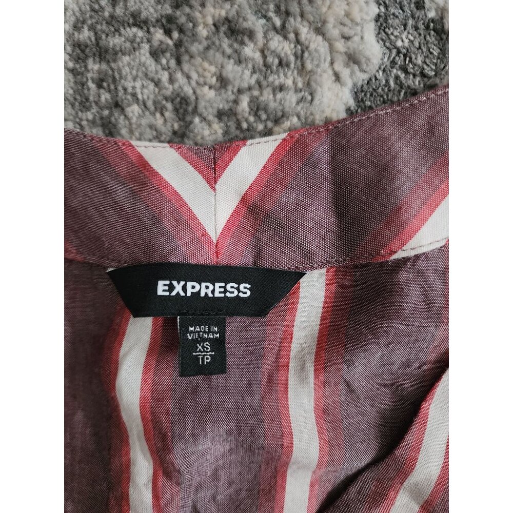 Express Women's Red/Purple Striped‎ Tie Front Dolman Long Sleeve Top Size XS/TP - Picture 6 of 12